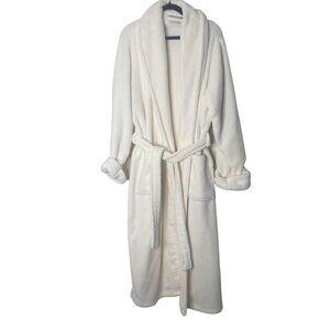 Royal Velvet Plush Robe Womens S/M White Belted Bathrobe Sleepwear Soft Fuzzy